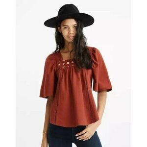 Madewell Women's Top Size XXS Cross Stitch Top in Burnished Mahogany